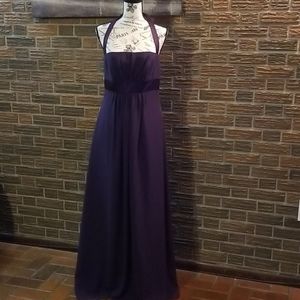 Sz8 eggplant halter alfred angelo bridesmaid dress
